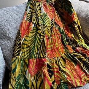 Tropical Leaf Print Skirt